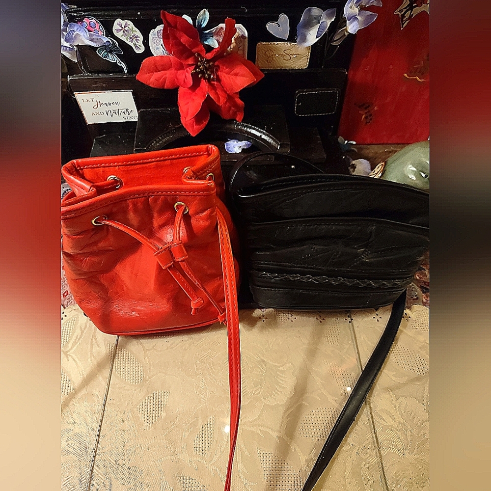 Red and Black Drawstring Bags